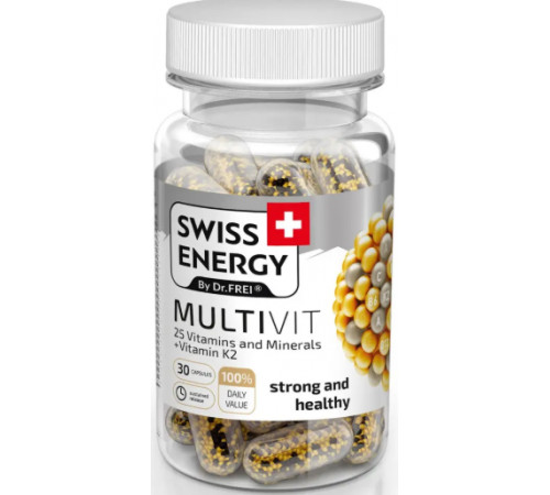 Мультивітаміни з вітаміном К2 Swiss Energy MULTIVIT 25 Vitamins and Minerals+Vitamin K2 30 капс