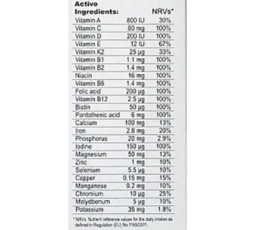 Мультивітаміни з вітаміном К2 Swiss Energy MULTIVIT 25 Vitamins and Minerals+Vitamin K2 30 капс