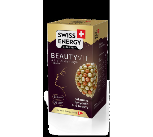 Вітаміни та мінерали для волосся Swiss Energy BEAUTYVIT ACE+Zn+Se+CoQ10+Biotin 30 капс