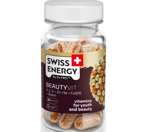 Вітаміни та мінерали для волосся Swiss Energy BEAUTYVIT ACE+Zn+Se+CoQ10+Biotin 30 капс