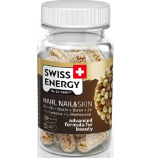 Вітаміни для шкіри волосся та нігтів HAIR Swiss Energy NAIL & SKIN B1+B6+Niacin+Biotin+Zn+L-Cys+L-Met 30 капс