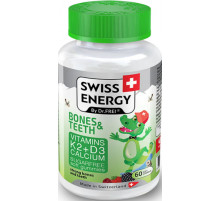 Кальций D3 K2 для детей Swiss Energy BONES & TEETH Vitamins K2 D3 Calcium 60 жев пас