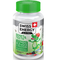 Кальцій D3 K2 для дітей Swiss Energy BONES & TEETH Vitamins K2 D3 Calcium 60 жовт