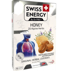 Льодяники від застуди Swiss Energy Herbal Lozenges Blister 20 herbs Honey 12 льод мед