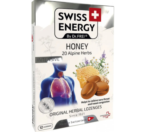 Льодяники від застуди Swiss Energy Herbal Lozenges Blister 20 herbs Honey 12 льод мед