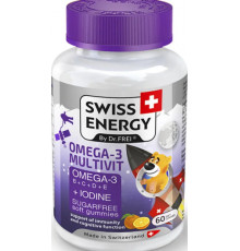 Мультивітаміни з Омега-3 та йодом для дітей Swiss Energy OMEGA-3 MULTIVIT kids 60 жев таб