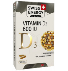 Вітамін D3 для імунітету Swiss Energy D3 600 IU 15 мкг (600 МО) 30 вег капс