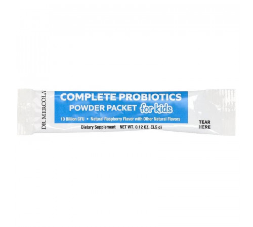 Пробіотики для дітей Dr. Mercola Complete Probiotics 10 млрд КОЕ 30 пакетов по 3.5 г малина
