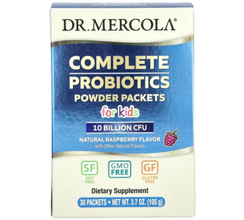 Пробіотики для дітей Dr. Mercola Complete Probiotics 10 млрд КОЕ 30 пакетов по 3.5 г малина
