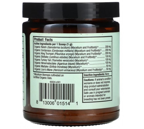 Комплекс грибів для здоров'я тварин Dr. Mercola Mushroom Blend 60 г.