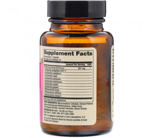 Пробіотики для жінок Dr. Mercola Probiotics for Women 30 капс