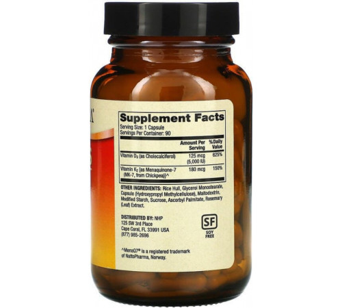 Вітаміни Д3 та К2 Dr. Mercola Vitamins D3 & K2 5000 МО 90 капсул