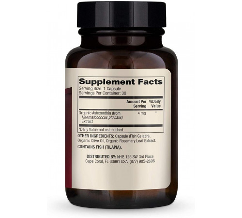 Астаксантин, Astaxanthin, Dr. Mercola, 4 мг, 30 капсул Bio