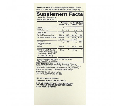 Вітамін С + цинк та вітамін D3Dr. Mercola Vitamin C-PAK 500 мг 30 пак апельсин