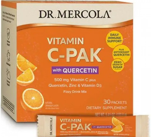 Вітамін С + цинк та вітамін D3Dr. Mercola Vitamin C-PAK 500 мг 30 пак апельсин