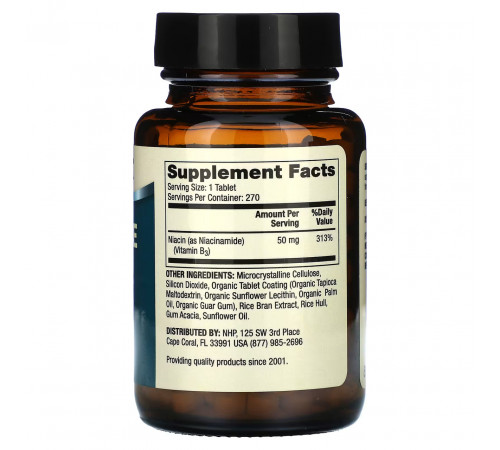 Ниацинамид (витамин B3) Dr. Mercola Niacinamide Vitamin B3 50 мг 270 таб