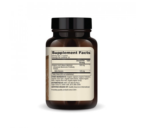 Гриб левова грива, Organic Lion's Mane Mushroom Extract, Dr. Mercola, органік, екстракт, 500 мг, 30 капсул
