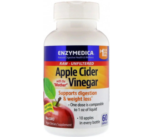 Яблочный уксус для похудения Enzymedica Apple Cider Vinegar 60 капс