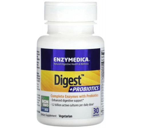 Ферменти і пробіотики, Digest + Probiotics, Enzymedica, 30 капсул Bio