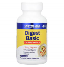 Ферменти і пробіотики, Digest Basic + Probiotics, Enzymedica, 90 капсул Bio