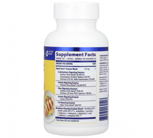 Ферменти і пробіотики, Digest Basic + Probiotics, Enzymedica, 90 капсул Bio