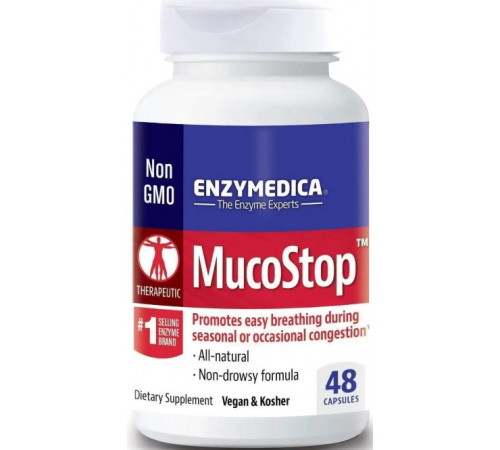 Ферменти для полегшення дихання Enzymedica MucoStop 48 капс
