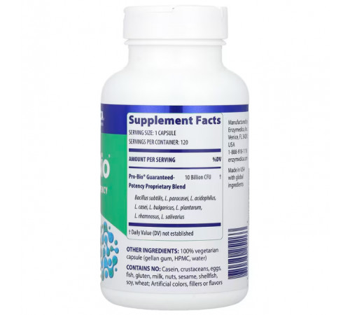Пробіотик для покращення травлення Enzymedica Guaranteed Potency Probiotic 120 капс