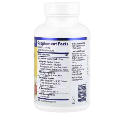 Ферменти для травлення Enzymedica Digest Complete Enzyme Formula 240 капсул