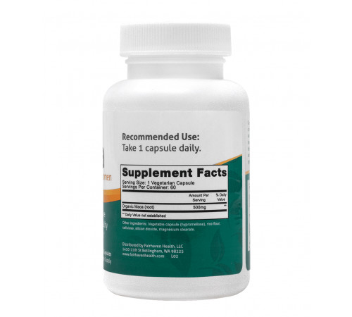 Мака перуанская для потенции Fairhaven Health Maca 500 мг 60 капс