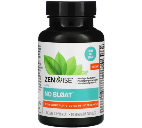 Від вздуття живота Zenwise Health No Bloat with Clinically Studied DE111 Probioti 60 капс