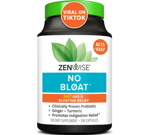 Препарвт від вдуття живота Zenwise Health No Bloat with Clinically Studied DE111 Probiotiс 100 капс