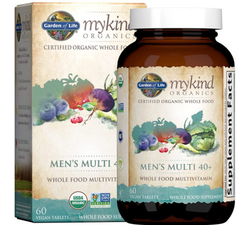 Вітаміни для чоловіків 40+Garden of Life MyKind Organics Men's Multi 40+ 60 вег капс