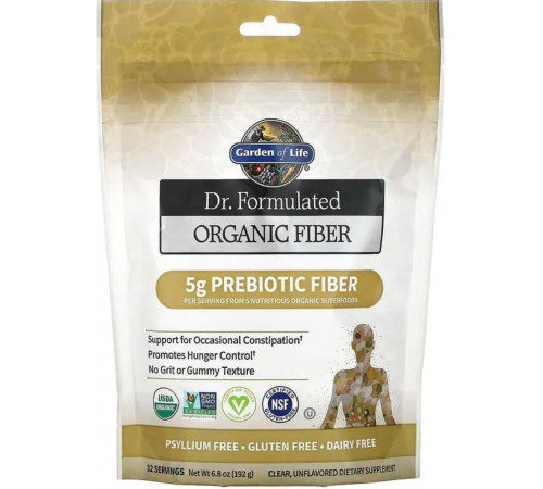 Клітковина акації органічна пребіотична Prebiotic Fiber Garden of Life 192 г