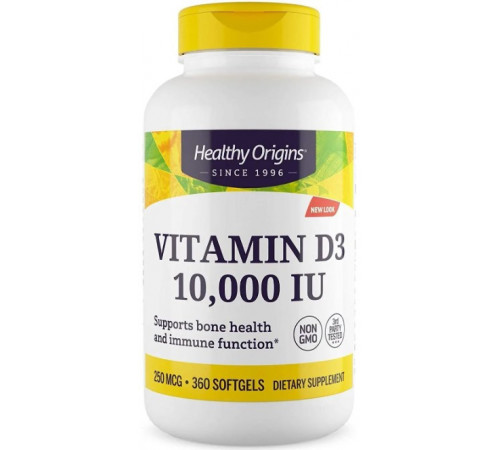 Вітамін Д3 Healthy Origins Vitamin D3 10 000 МЕ 360 капсул