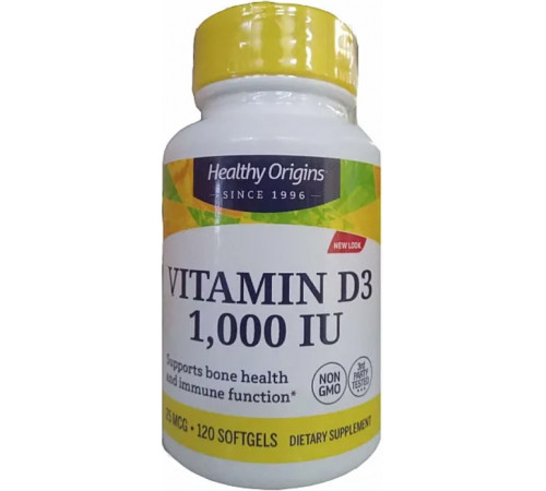 Витамин Д3 в масле МСТ Healthy Origins Vitamin D3 in MCT Oil 1000 МЕ 120 капс