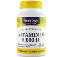 Витамин Д3 (холекальциферол) Healthy Origins Vitamin D3 in MCT Oil 5000 МЕ 120 капс