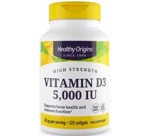 Вітамін Д3 (холекальциферол) Healthy Origins Vitamin D3 in MCT Oil 5000 МЕ 120 капс