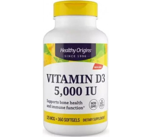 Витамин Д3 в масле МСТ Healthy Origins Vitamin D3 in MCT Oil 5000 МЕ 360 гел капс