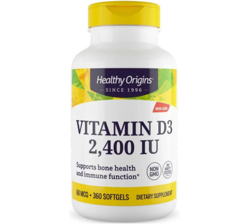 Вітамін D3 з олією МСТ Healthy Origins Vitamin D3 2400 МЕ 360 гел капс
