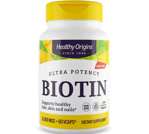 Биотин 10000 мкг Healthy Origins Biotin 60 капс