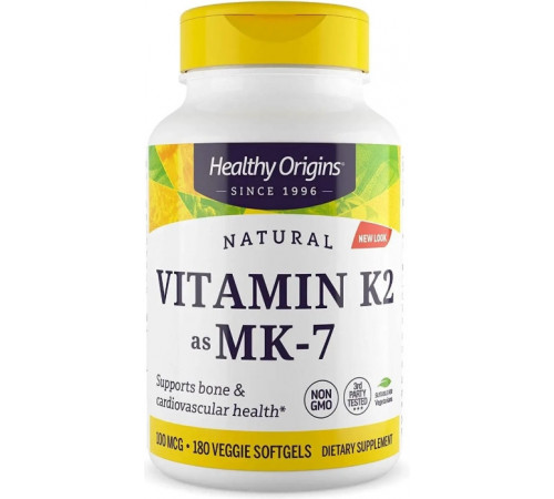 Вітамін K2 в формі MK7  Healthy Origins Vitamin K2 as MK-7 100 мкг 180 кап