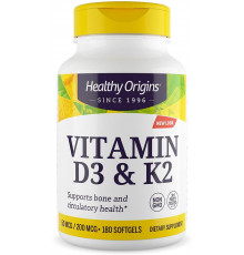 Вітамін Д3 і К2 Healthy Origins  Vitamin D3 + K2 180 гел капс