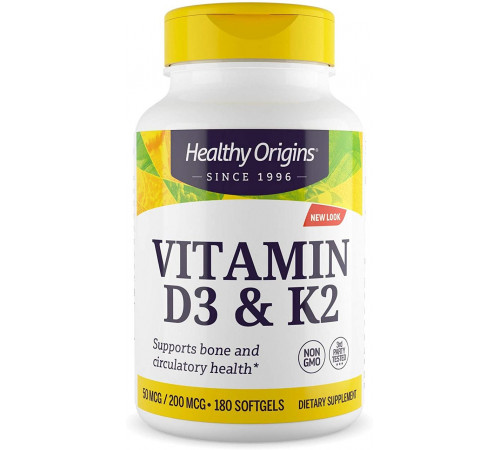 Витамин Д3 и К2 Healthy Origins  Vitamin D3 + K2 180 гел капс