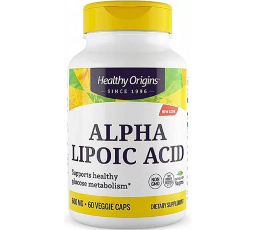 Альфа Ліпоєва кислота для підшлункової залози Healthy Origins Alpha Lipoic Acid 600 мг 60 капс