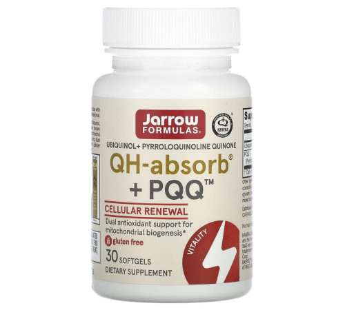 Убіхінол та піролохінолінхінон Jarrow Formulas Ubiquinol QH+ PQQ 30 капс