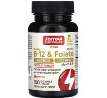 Метилфолат и метил B-12 Jarrow Formulas Methyl B-12 & Methyl Folate 1000 мкг / 400 мкг 100 жев таб лимон