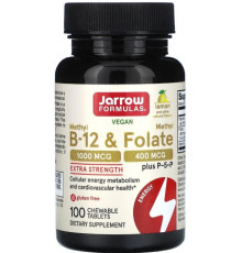 Метилфолат і метил B-12 Jarrow Formulas Methyl B-12 & Methyl Folate 1000 мкг / 400 мкг 100 жев таб лимон