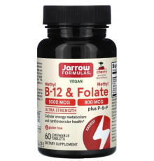 Метилфолат і метил B-12 Jarrow Formulas Methyl B-12 & Methyl Folate 60 лед вишня