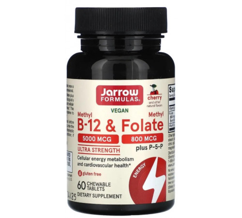 Метилфолат и метил B-12 Jarrow Formulas Methyl B-12 & Methyl Folate 60 лед вишня