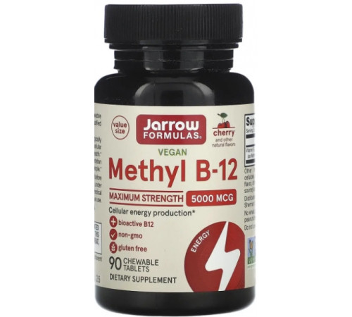 Вітамін B-12 метилкобаламін Jarrow Formulas Methyl B-12 5000 мкг 90 жув таб вишня